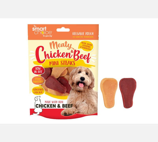 Smart Choice Chicken & Beef Steak Dog Treat 125g 16pc